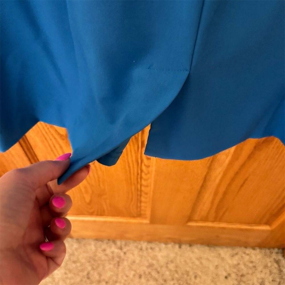 Calvin Klein Dress Womens Size 14 Blue Sleeveless V-Neck Ruched Sheath - Picture 4 of 7